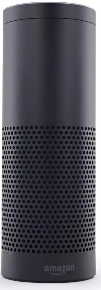 A first-generation Amazon Echo, the tall cylindrical speaker, photographed in December 2014