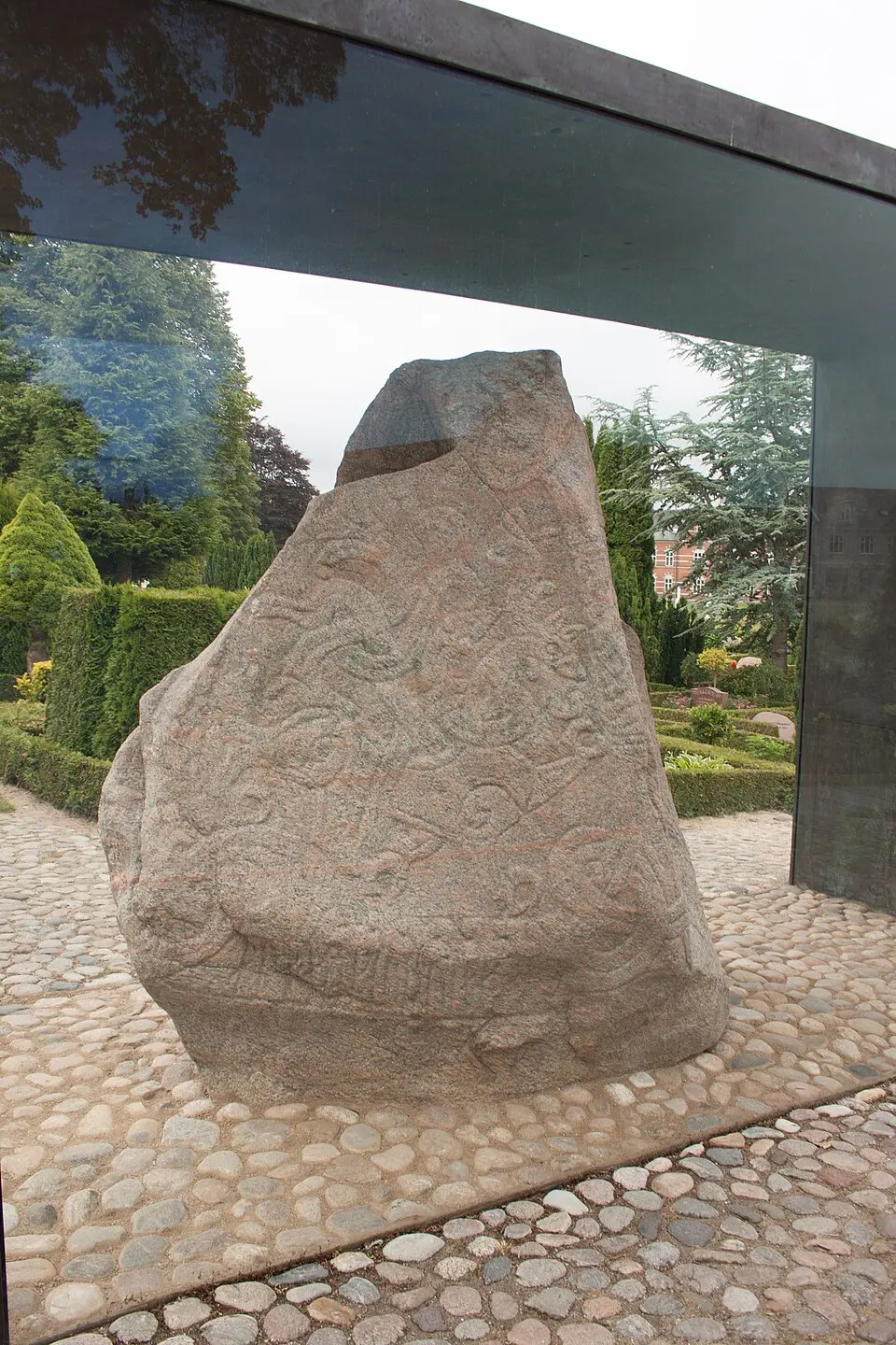 The runestone raised by Harald Bluetooth at Jelling, Denmark
