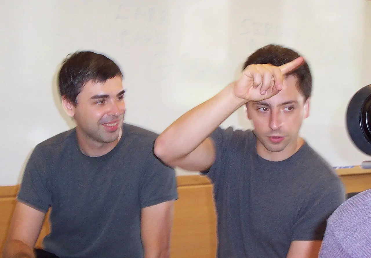 Larry Page and Sergey Brin in September 2003 — the founders of Google