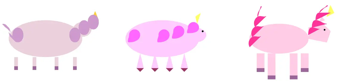 Three GPT-4 responses to the same prompt, "Draw a unicorn in TikZ," sampled at intervals over about a month while the system was being refined