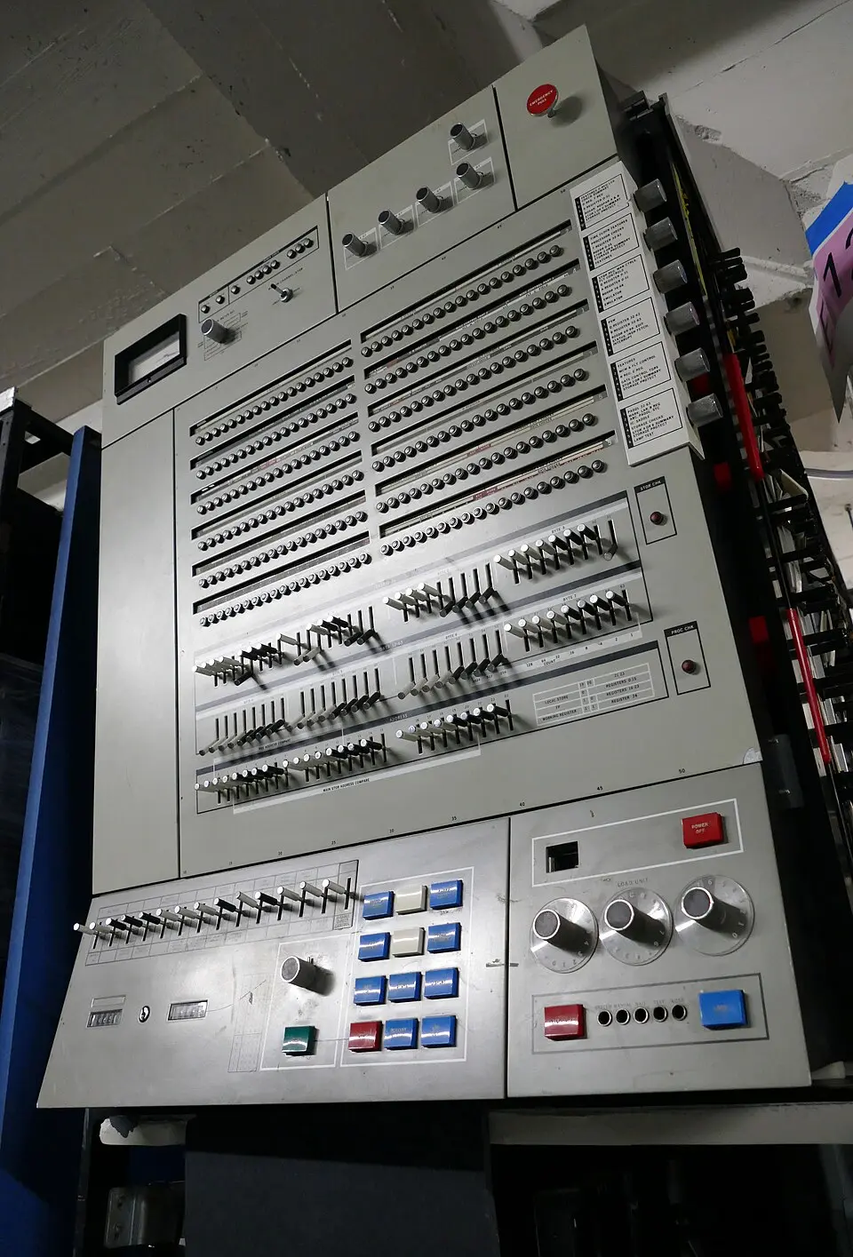 The operator console of an IBM System/360 Model 65, the machine ICS/DL/I was developed for