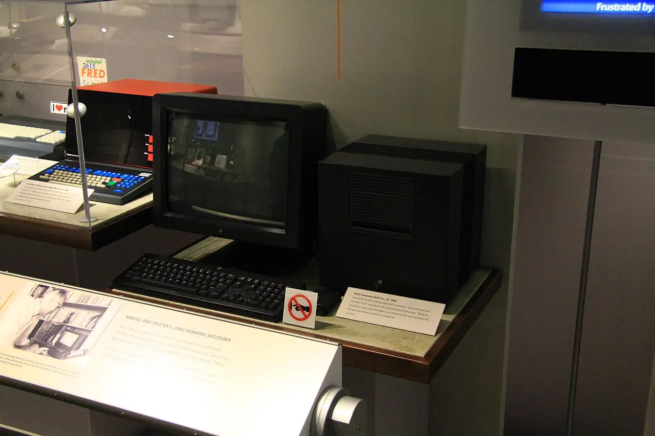 A NeXT computer on display at the Computer History Museum; its operating system became the basis of Mac OS X