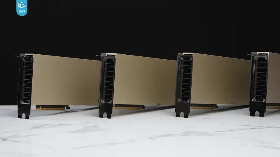 Four NVIDIA H100 PCIe cards lined up