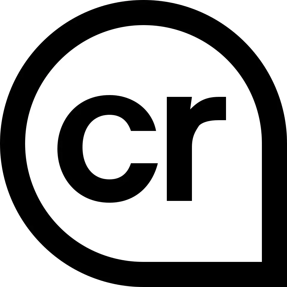 コンテンツの来歴を示す C2PA の「Content Credentials」アイコン。円弧に囲まれた cr の文字