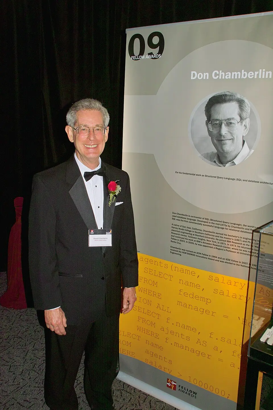Donald Chamberlin at the Computer History Museum's 2009 Fellow Awards