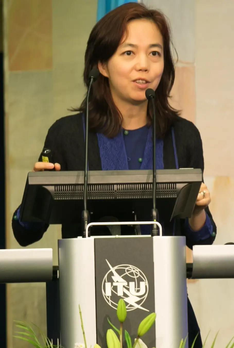 Fei-Fei Li speaking at the AI for Good summit in Geneva, 2017