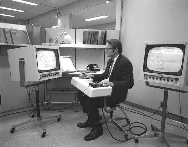 SRI's Bill English preparing for the December 1968 demonstration