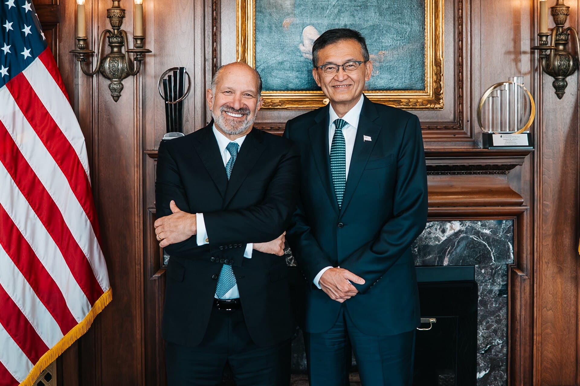 US Commerce Secretary Howard Lutnick with Intel CEO Lip-Bu Tan on 22 August 2025