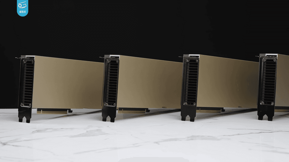 Four NVIDIA H100 PCIe cards lined up