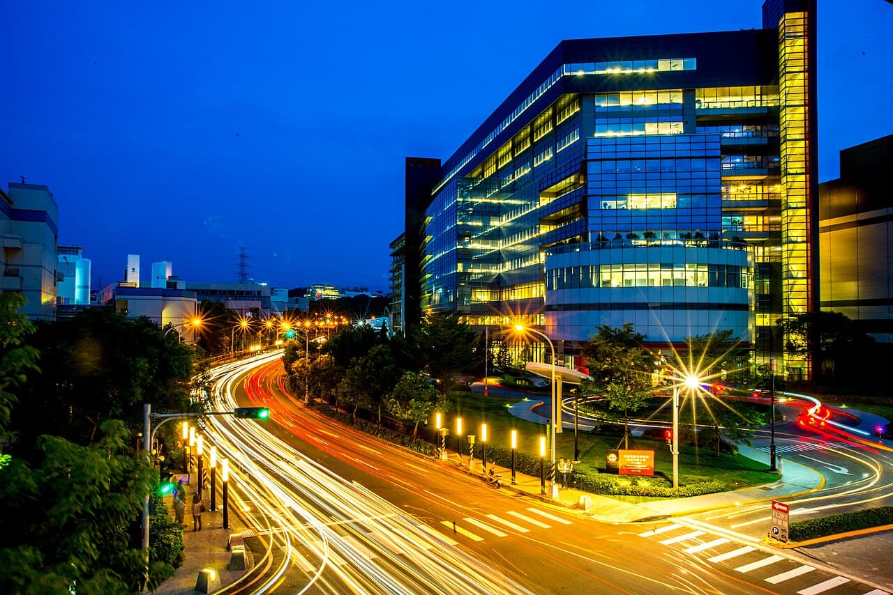 TSMC's Fab 12B in the Hsinchu Science Park at night