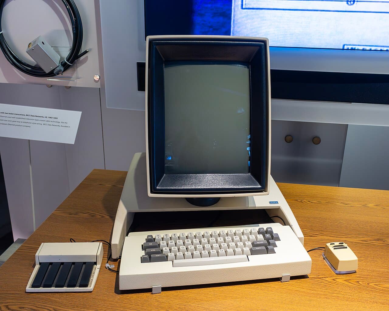 A Xerox Alto I of 1973 on display at the Computer History Museum, showing its portrait display and cabinet